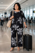 Black Plus Size Cotton Printed Pyjama Set