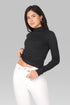 Black Ribbed Mock Neck Long Sleeve Top
