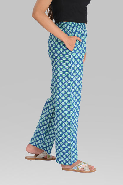 Blue Cotton Printed Kurta Set