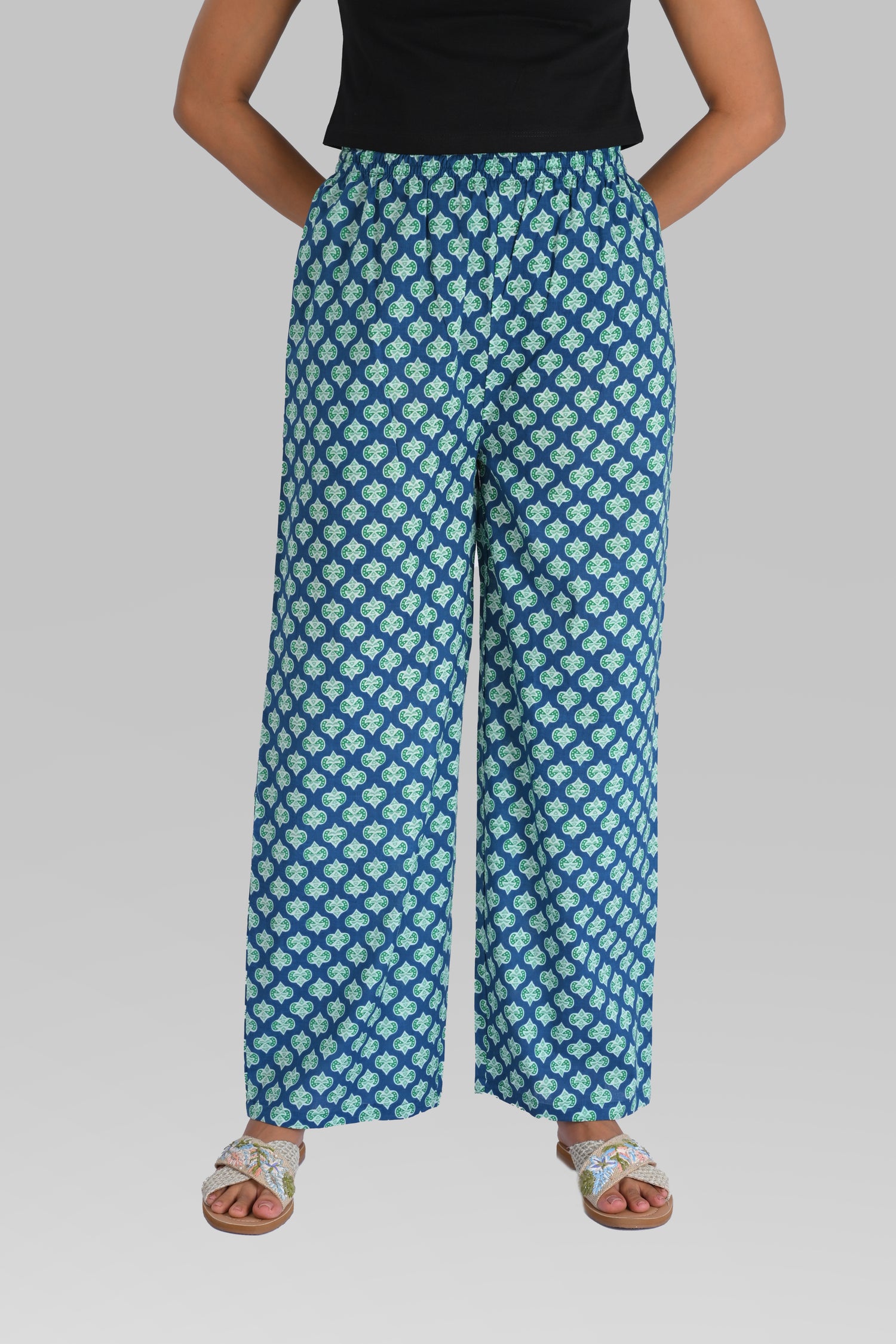 Blue Cotton Printed Kurta Set