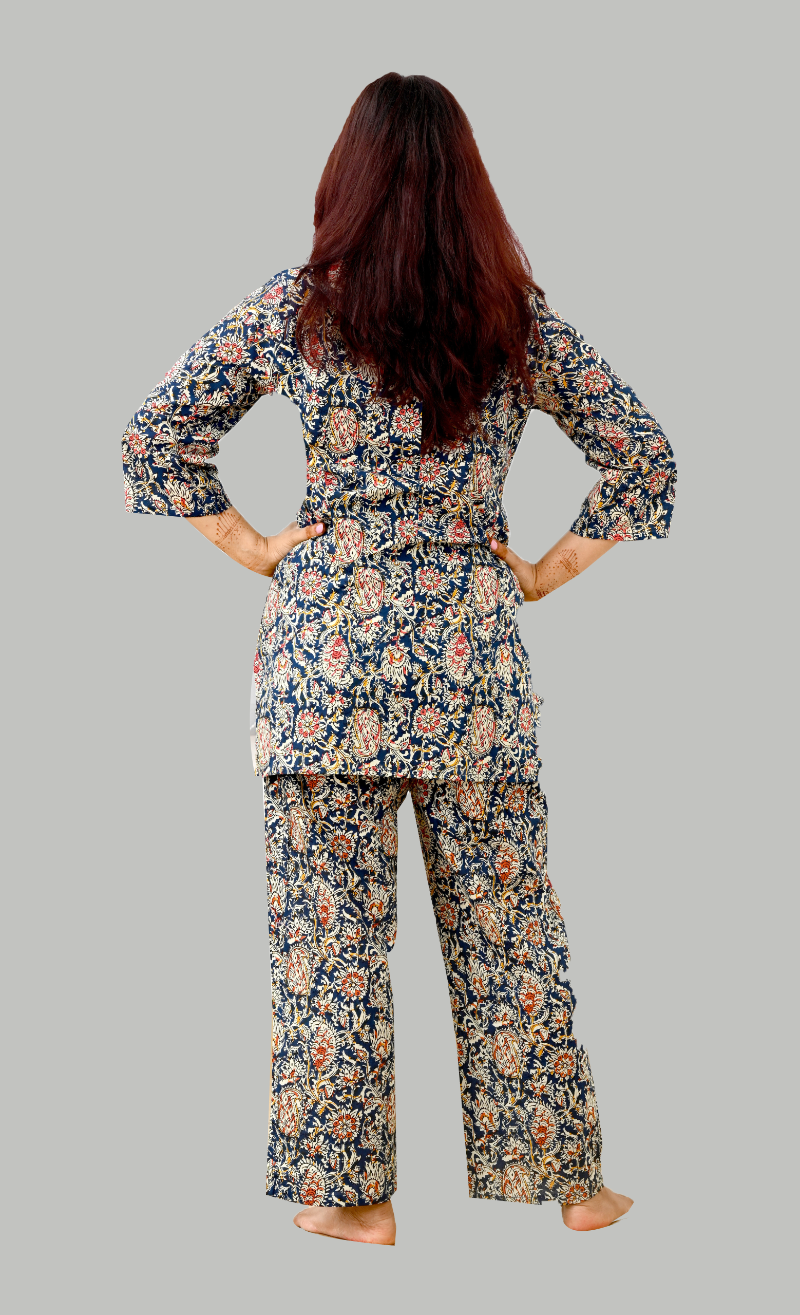Blue Paisley Cotton Printed Pyjama Set