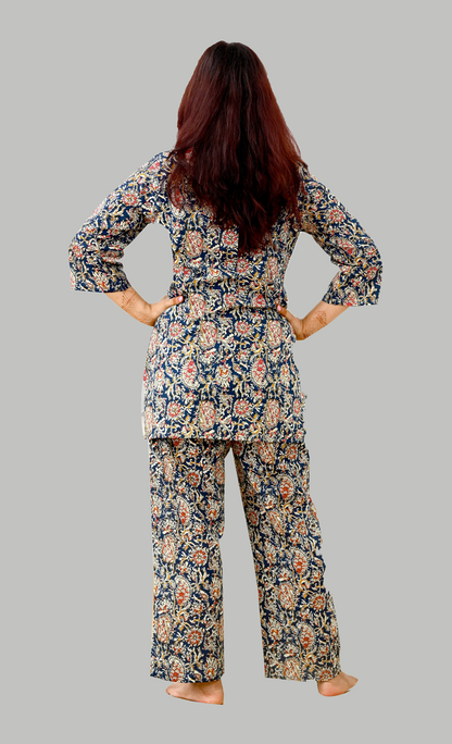 Blue Paisley Cotton Printed Pyjama Set