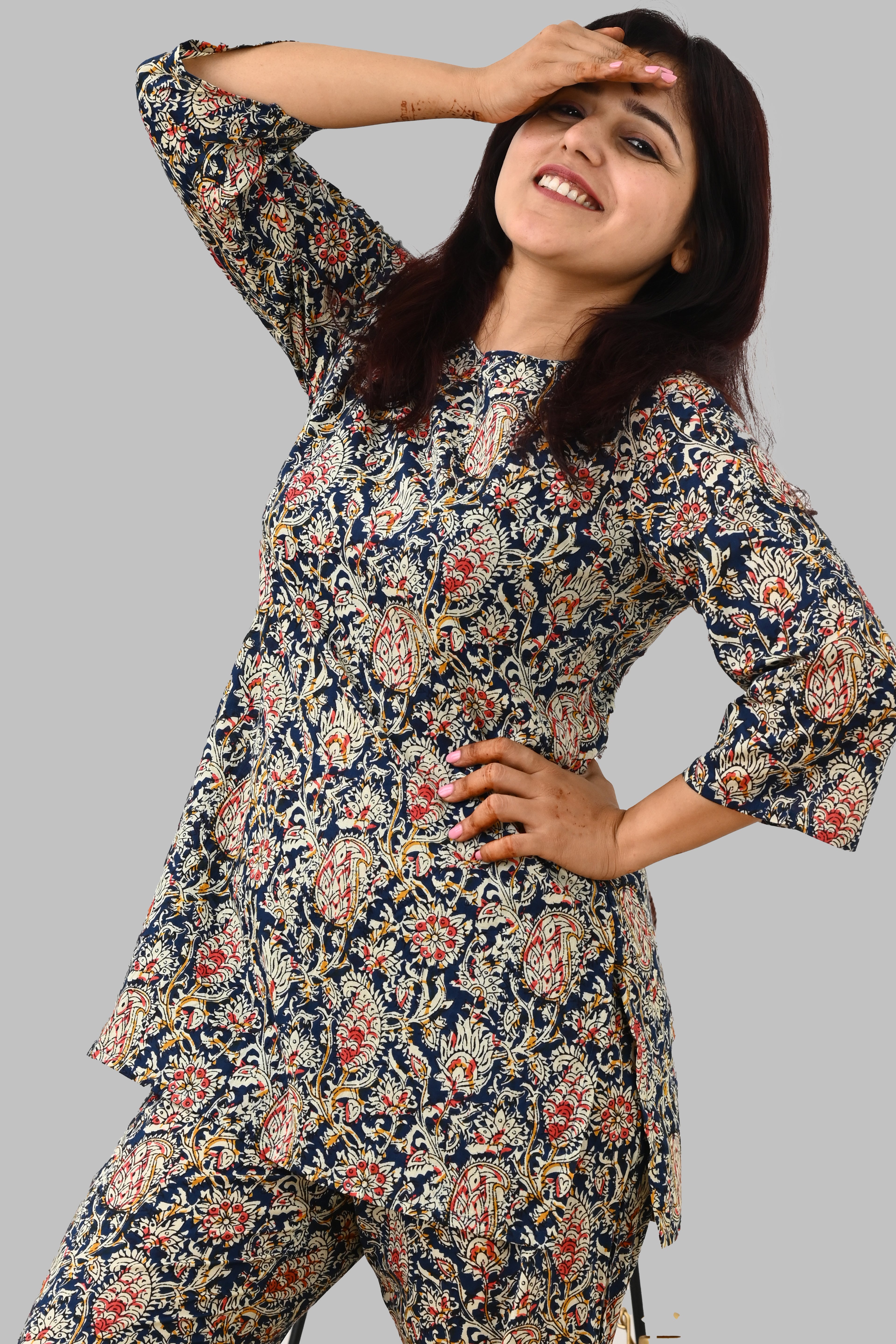 Blue Paisley Cotton Printed Pyjama Set