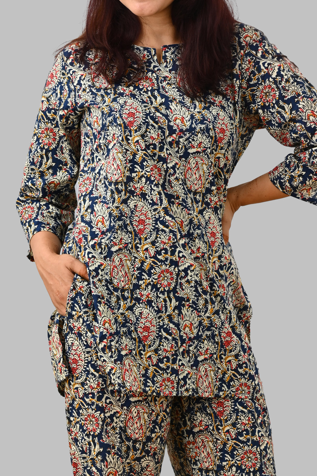 Blue Paisley Cotton Printed Pyjama Set