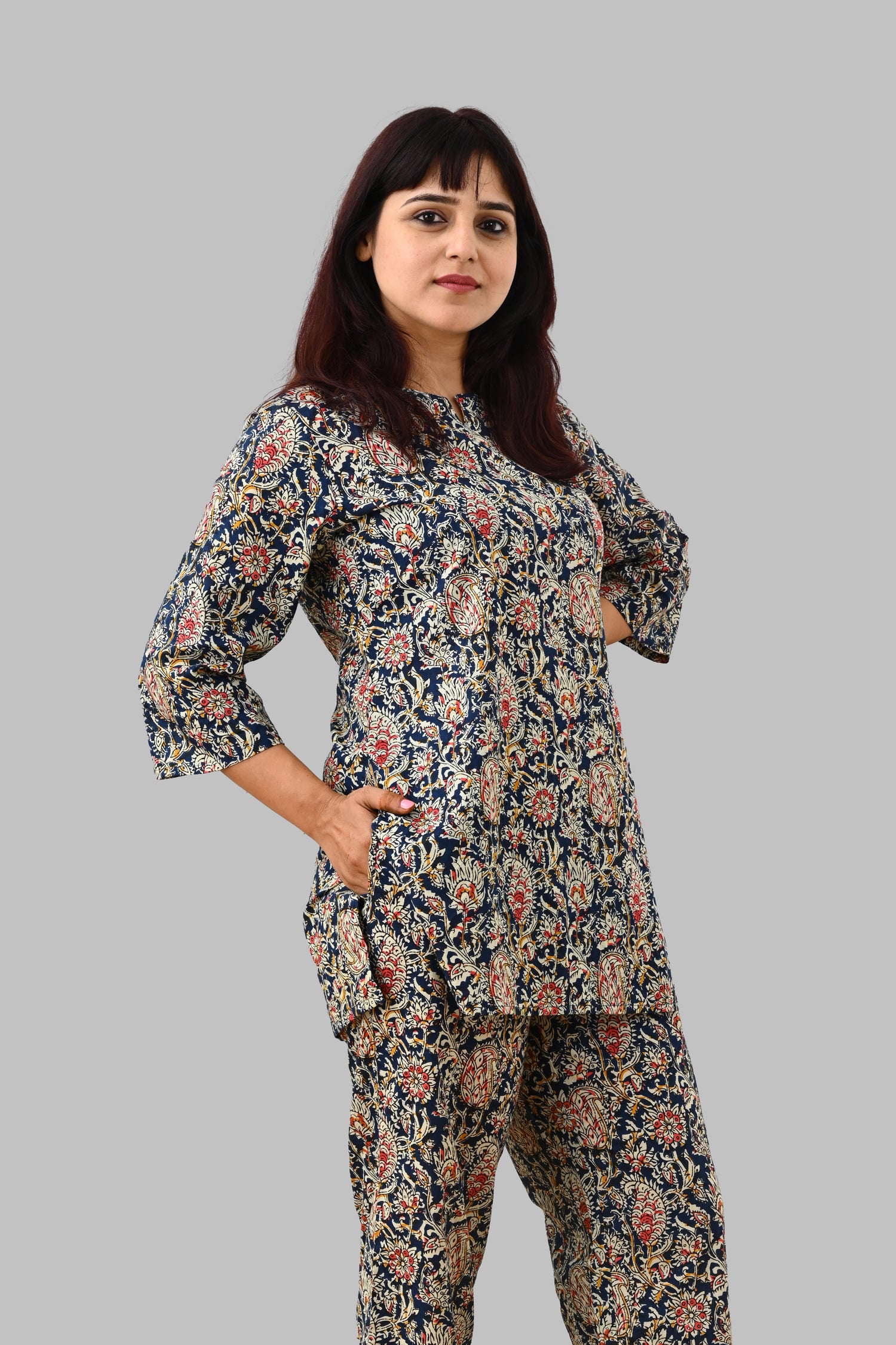Blue Paisley Cotton Printed Pyjama Set