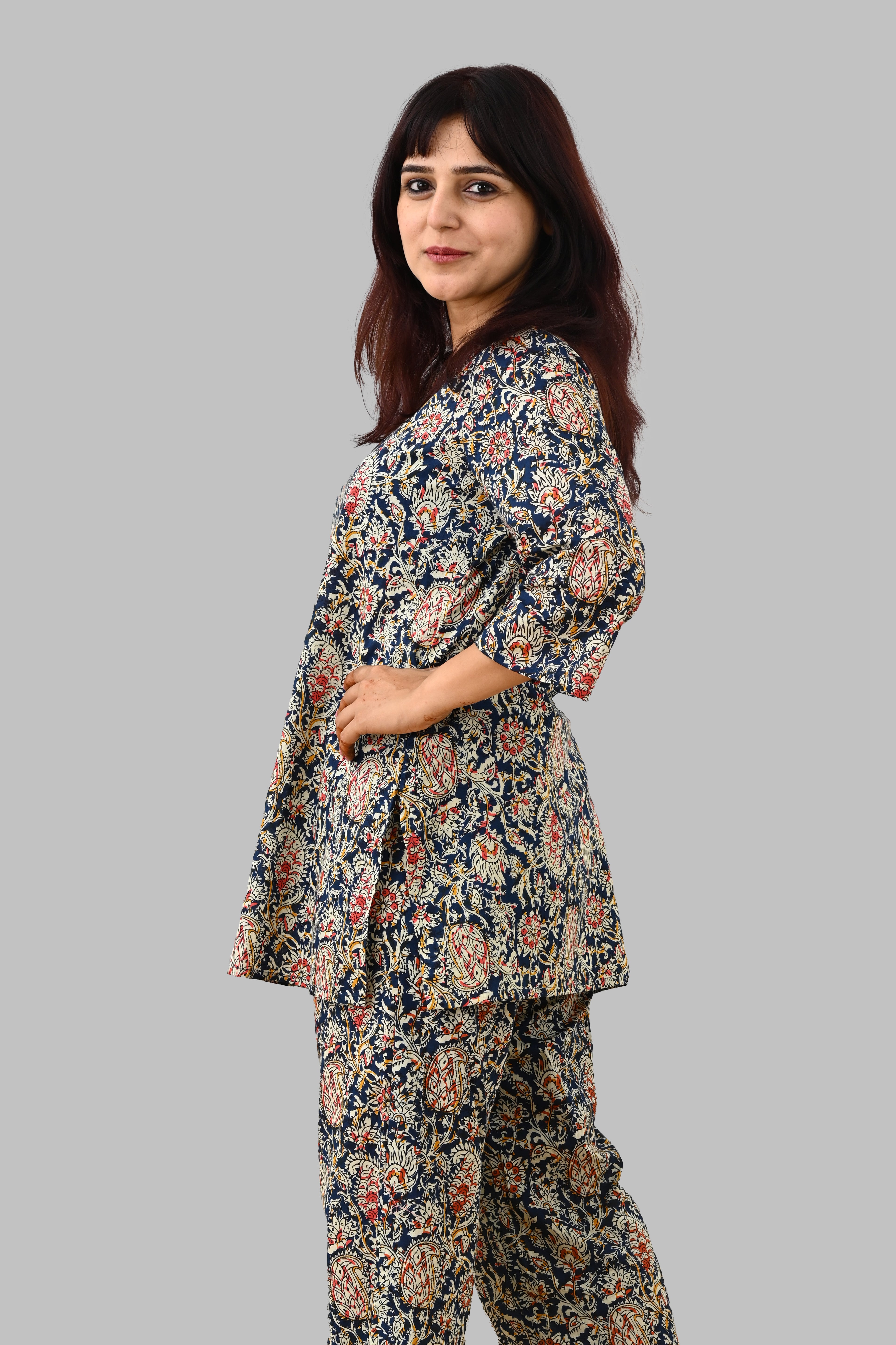 Blue Paisley Cotton Printed Pyjama Set