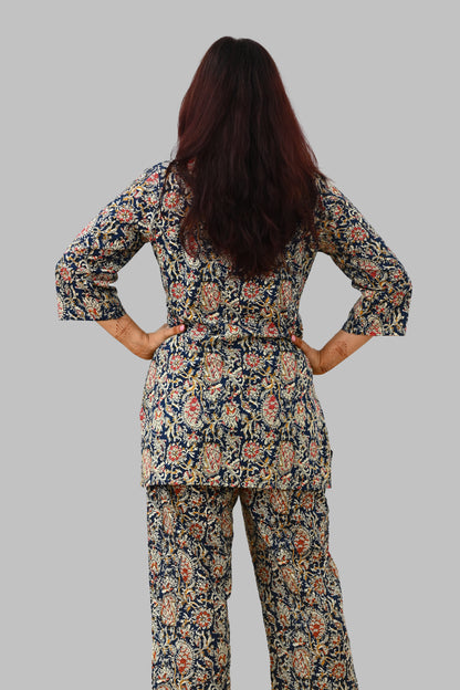 Blue Paisley Cotton Printed Pyjama Set