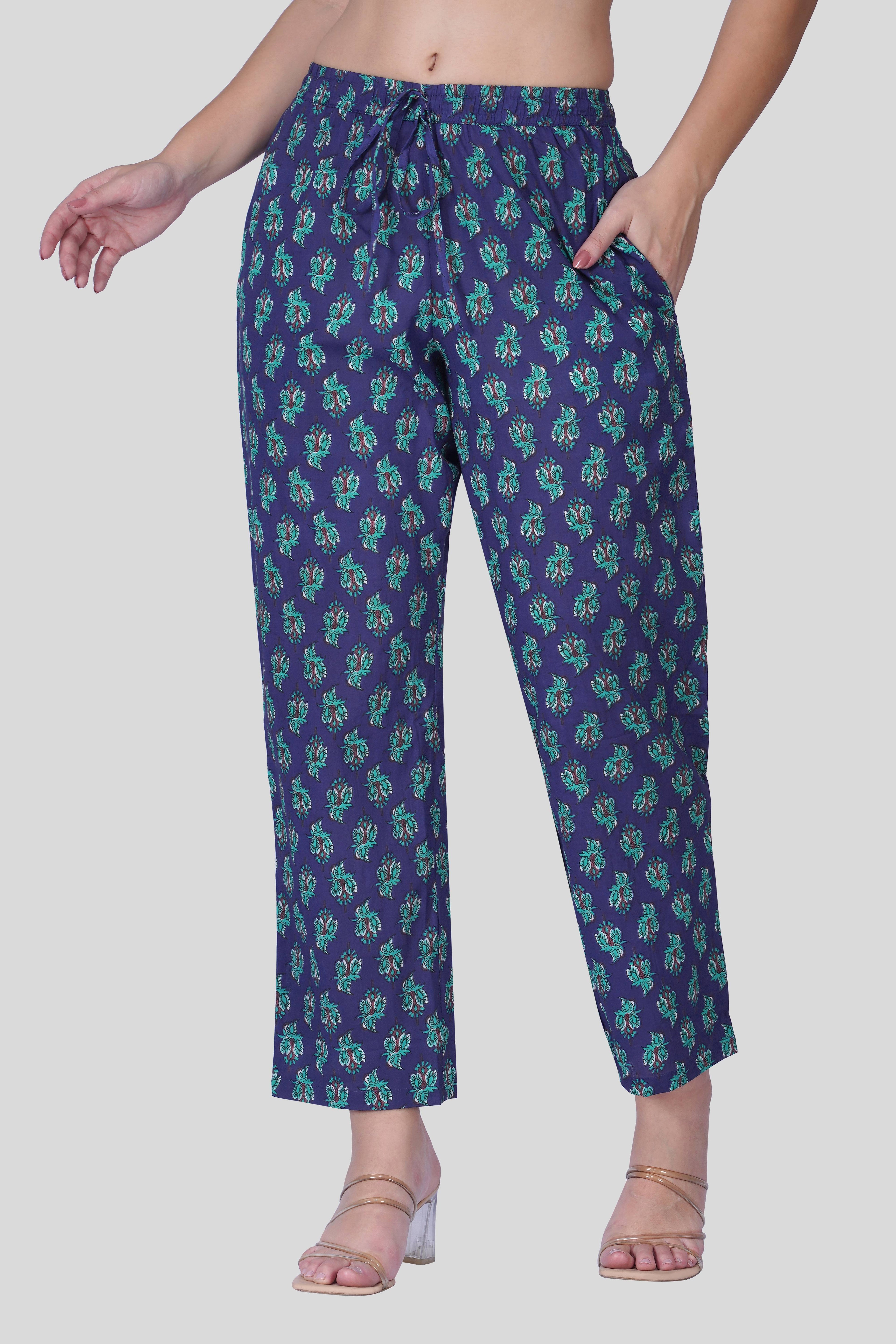 Blue Butta Cotton Printed Pyjama Set