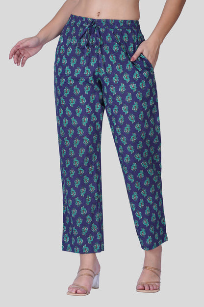 Blue Butta Cotton Printed Pyjama Set