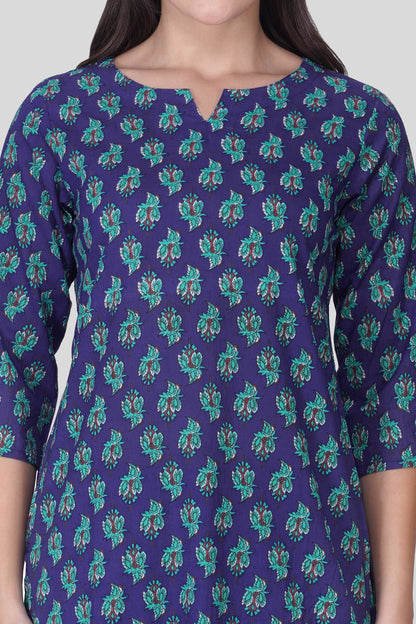 Blue Butta Cotton Printed Pyjama Set