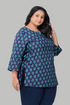 Blue Butta Plus Size Cotton Printed Kurti 