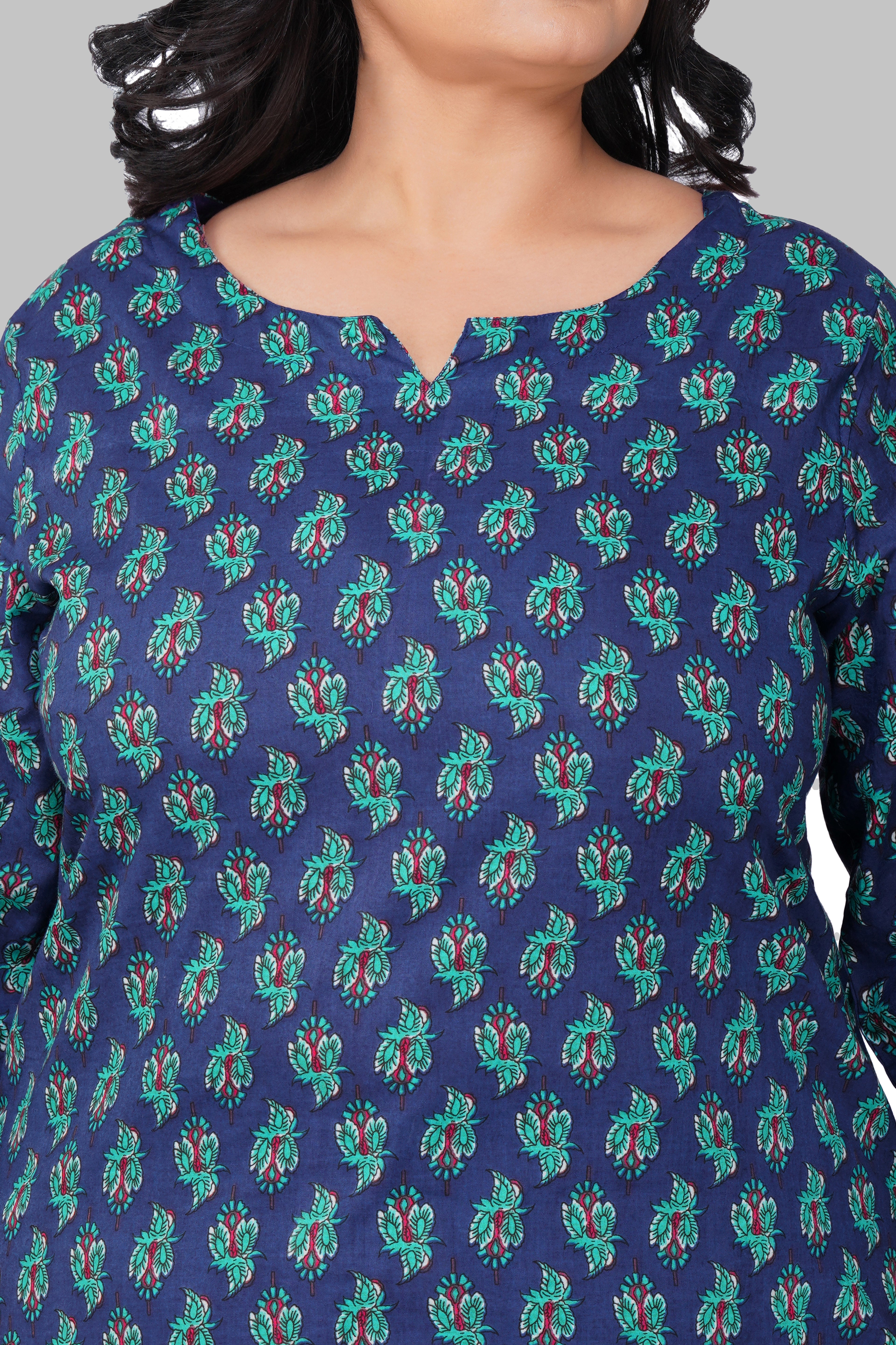 Blue Butta Plus Size Cotton Printed Pyjama Set