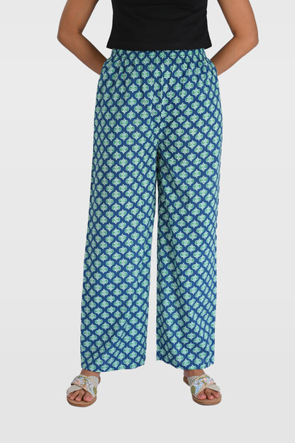 Blue Cotton Printed Kurta Set