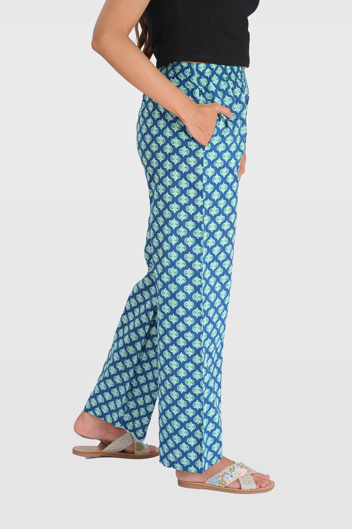 Blue Cotton Printed Kurta Set