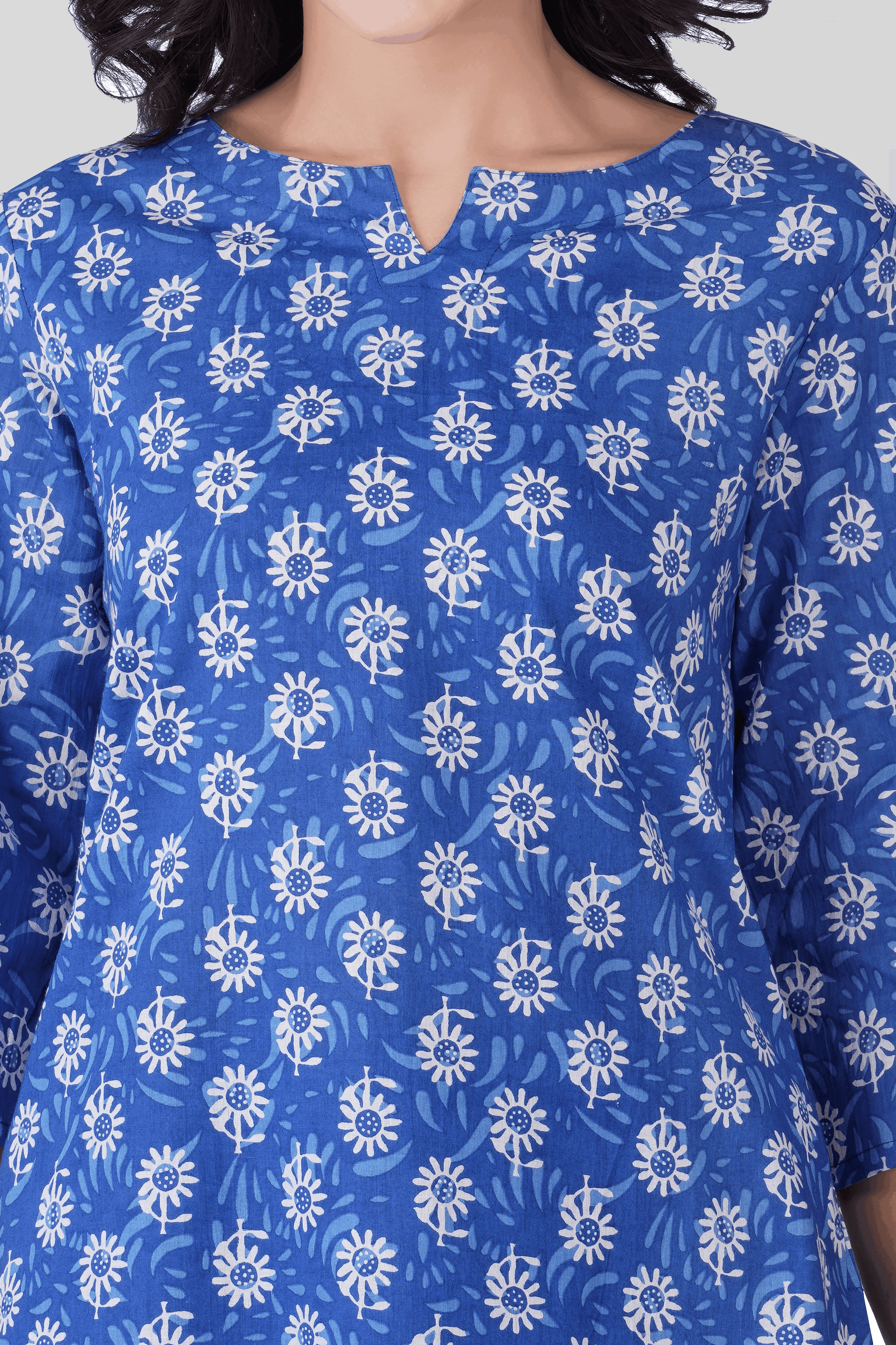 Blue Cotton Printed Pyjama Set