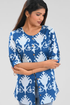 Blue Cotton Printed Short Kurti
