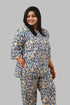 Blue Floral Plus Size Cotton Printed Pyjama Set