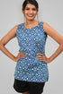Blue Ikat Cotton Printed Sleeveless Kurti