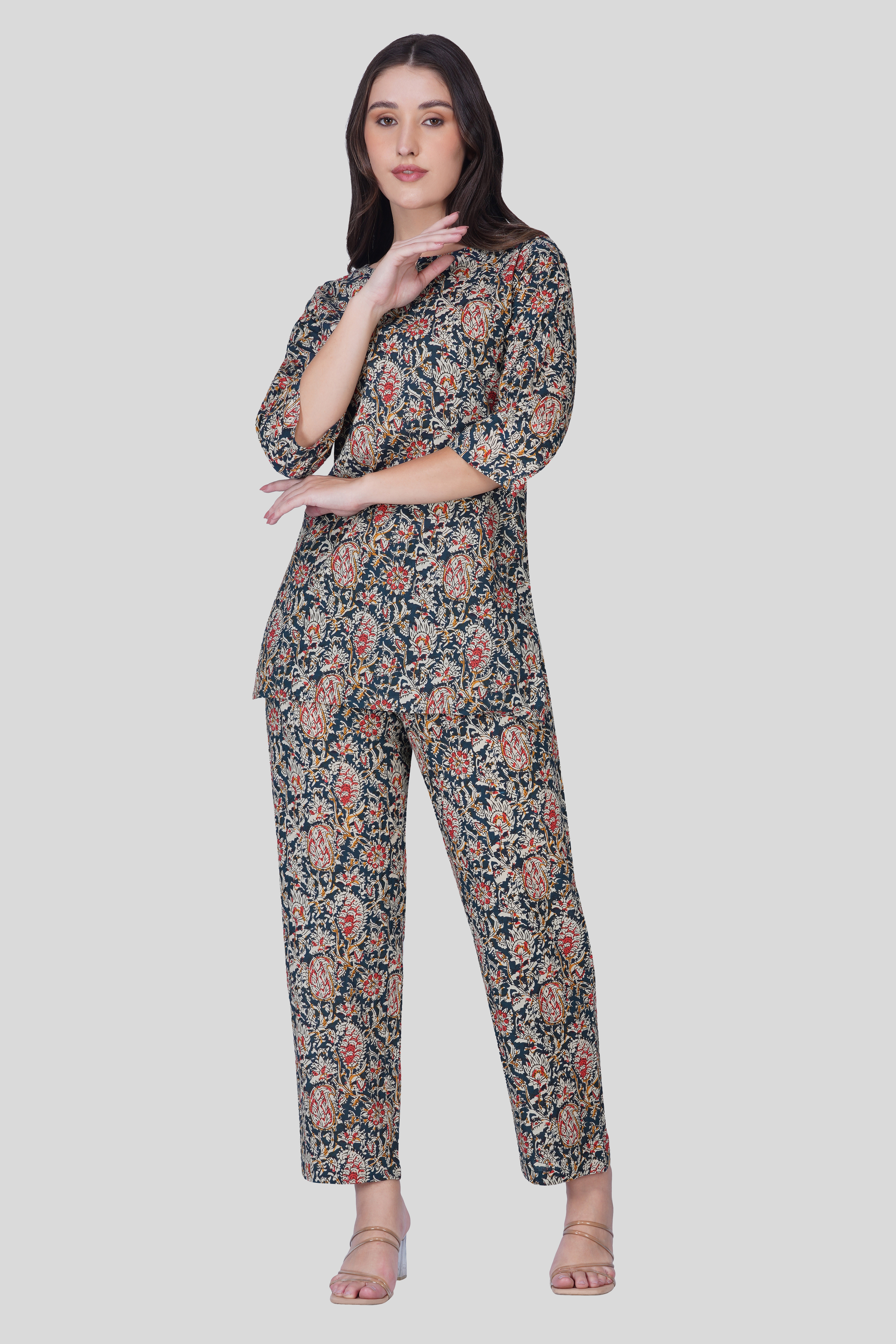 Blue Paisley Cotton Printed Pyjama Set