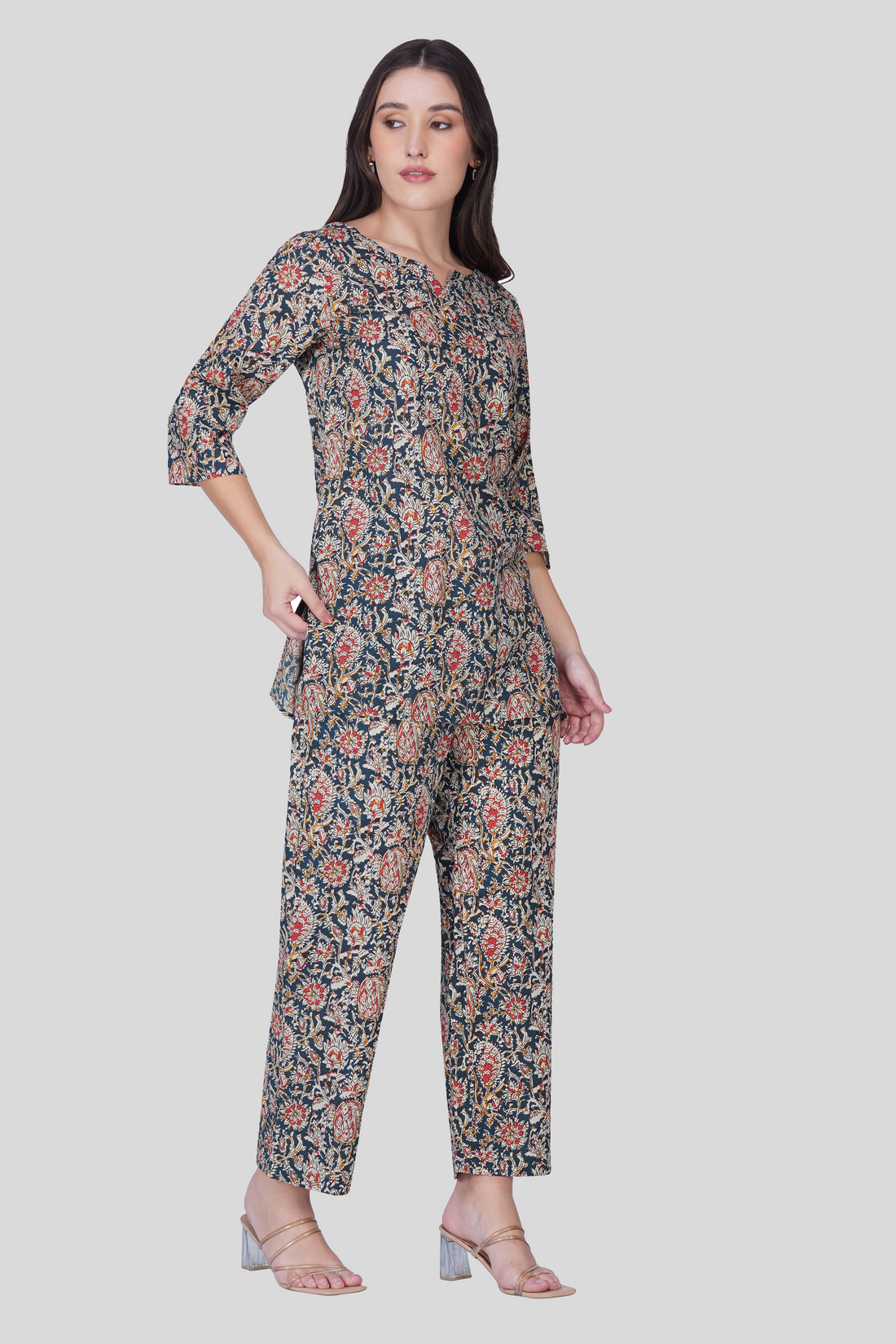 Blue Paisley Cotton Printed Pyjama Set