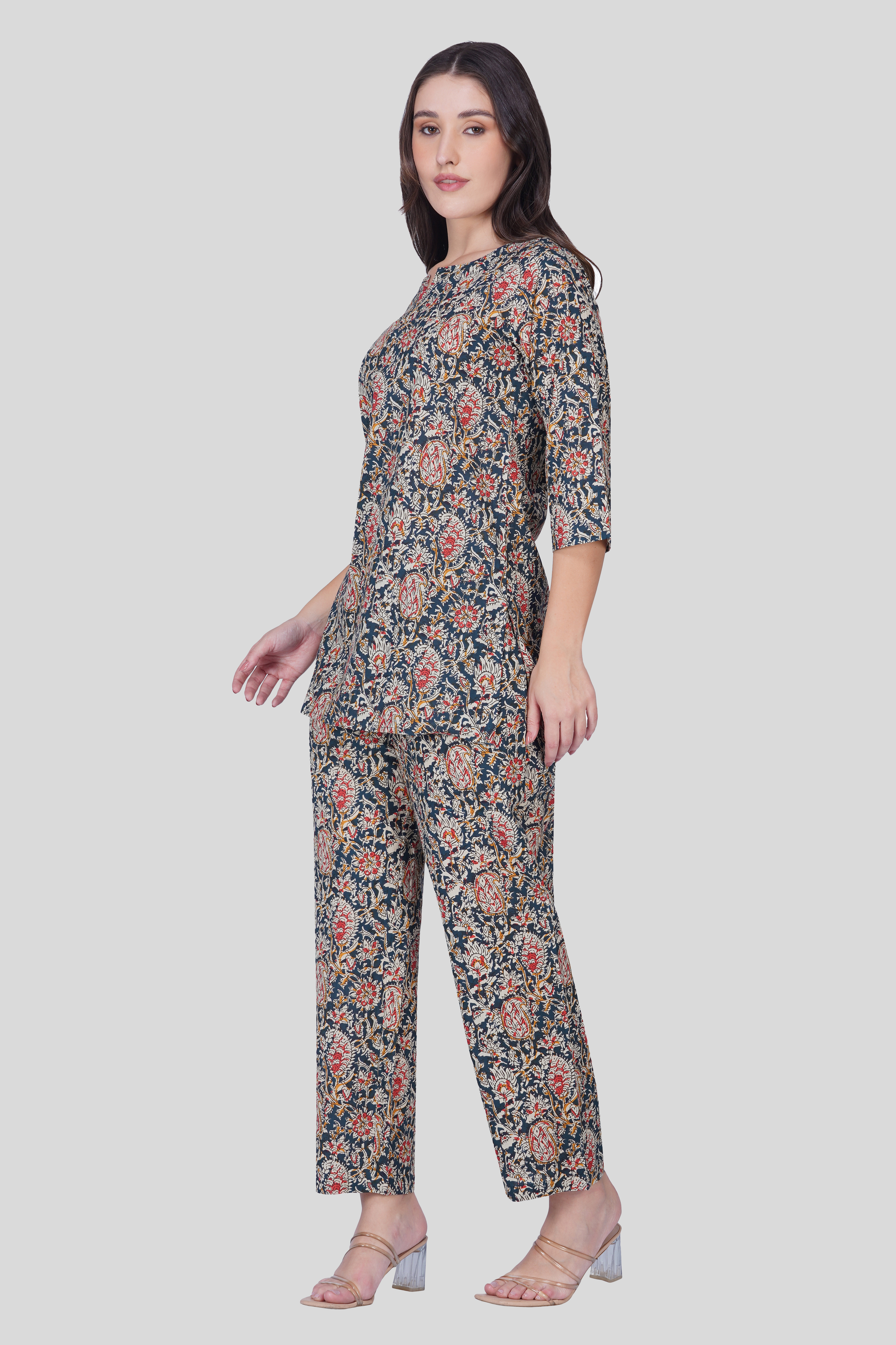 Blue Paisley Cotton Printed Pyjama Set