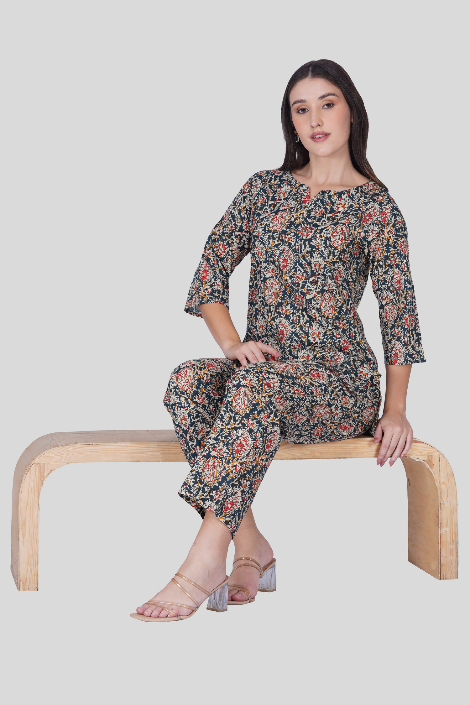 Blue Paisley Cotton Printed Pyjama Set
