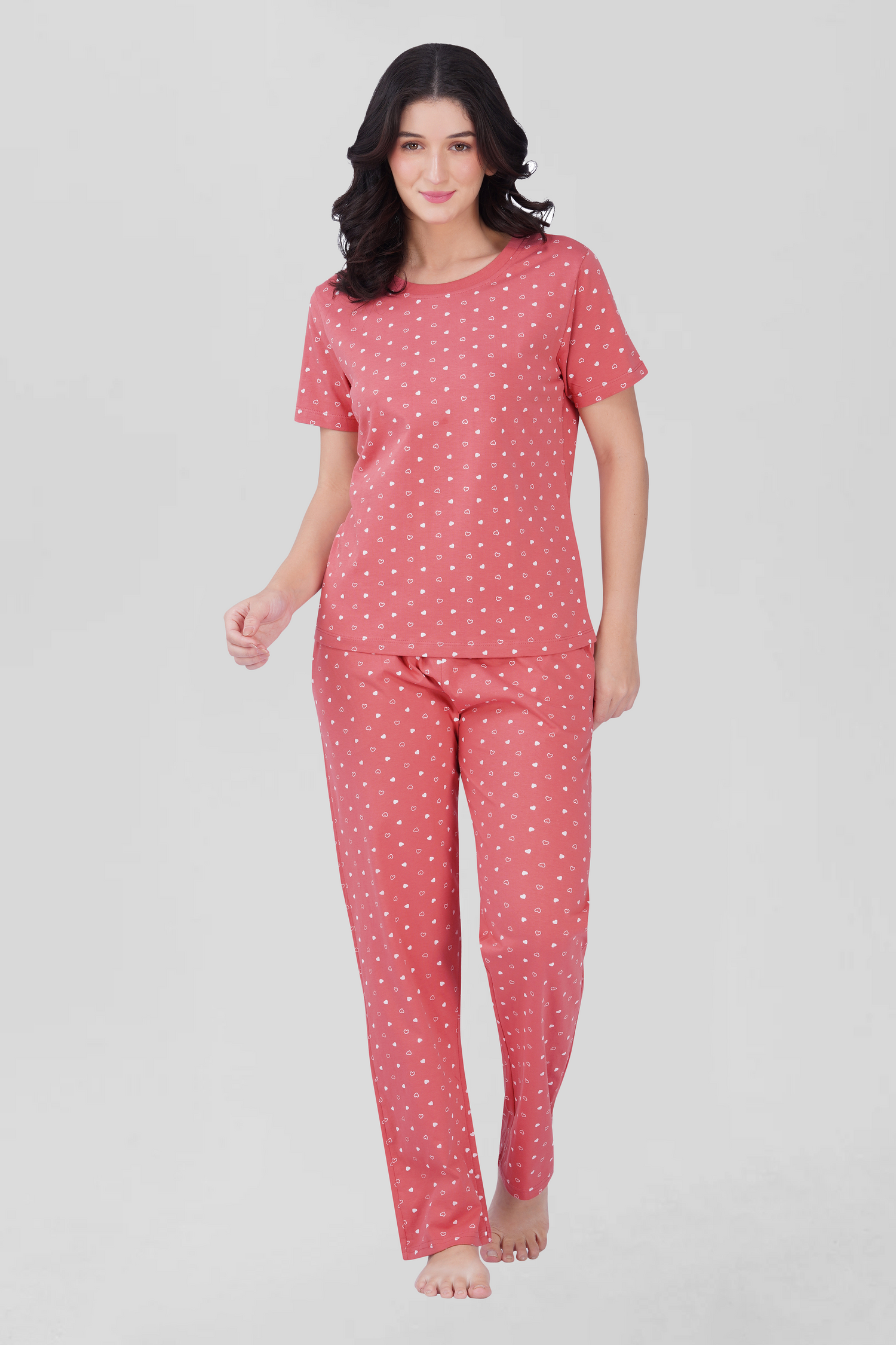 Blush Pink Cotton Printed Pyjama Set