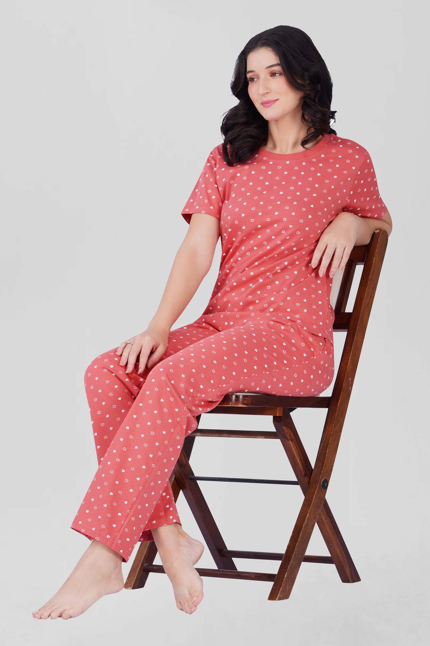 Blush Pink Cotton Printed Pyjama Set