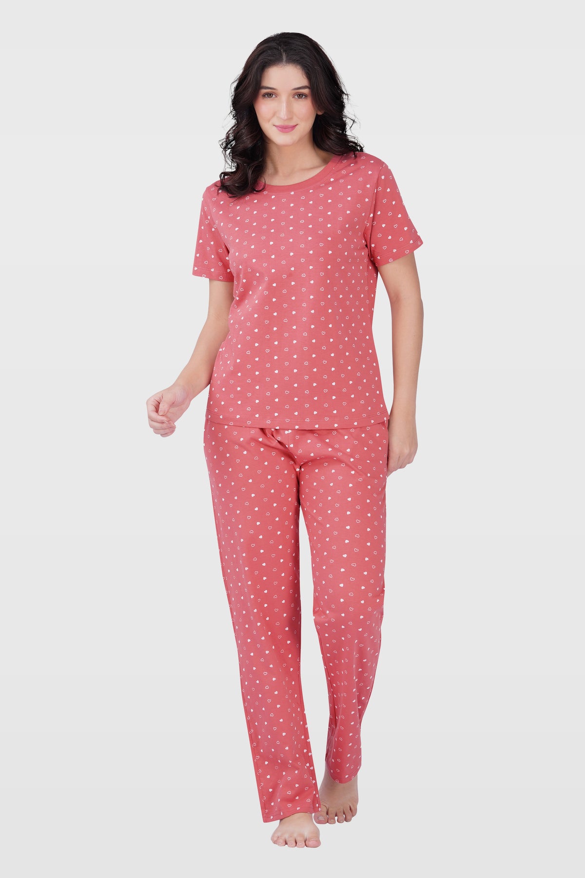 Blush Pink Cotton Printed Pyjama Set
