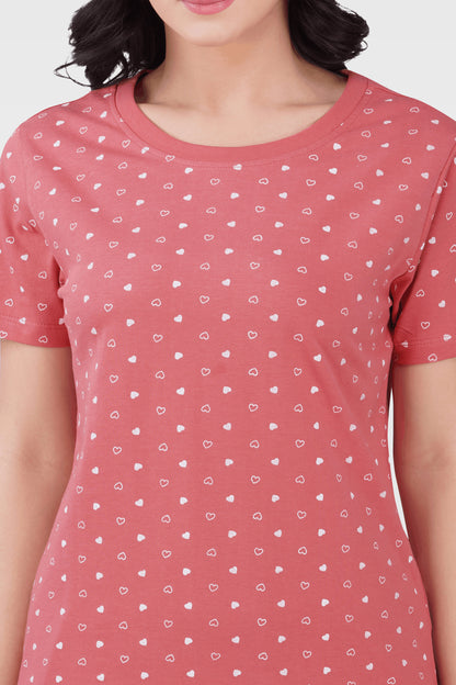 Blush Pink Cotton Printed Pyjama Set