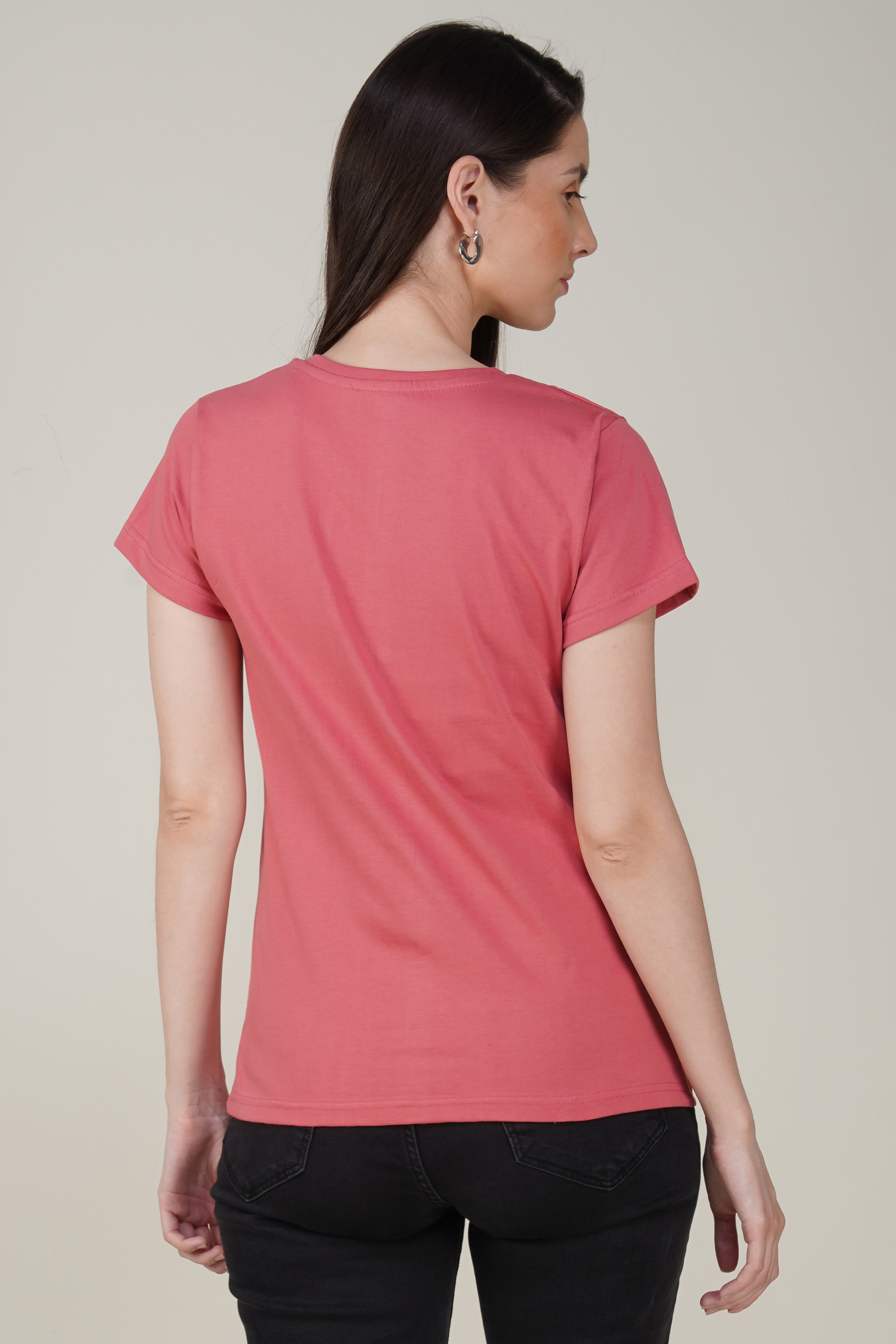 Blush Pink Cotton V-Neck T-Shirt