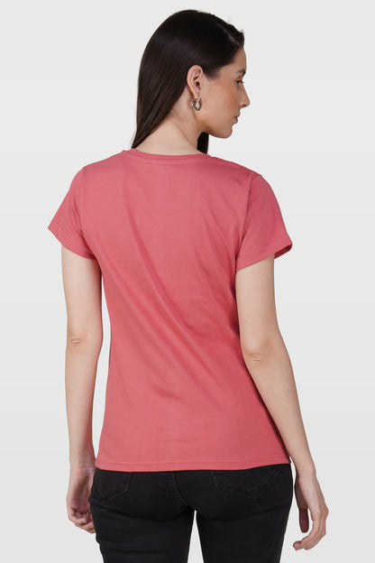 Blush Pink Cotton V-Neck T-Shirt