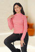 Blush Pink Ribbed Mock Neck Long Sleeve Top