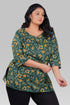 Bottle Green Plus Size Cotton Printed Kurti
