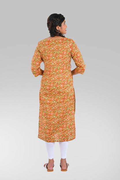 Bronze Cotton Printed Long Kurta