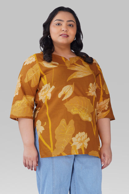 Bronze Plus Size Cotton Printed Kurti