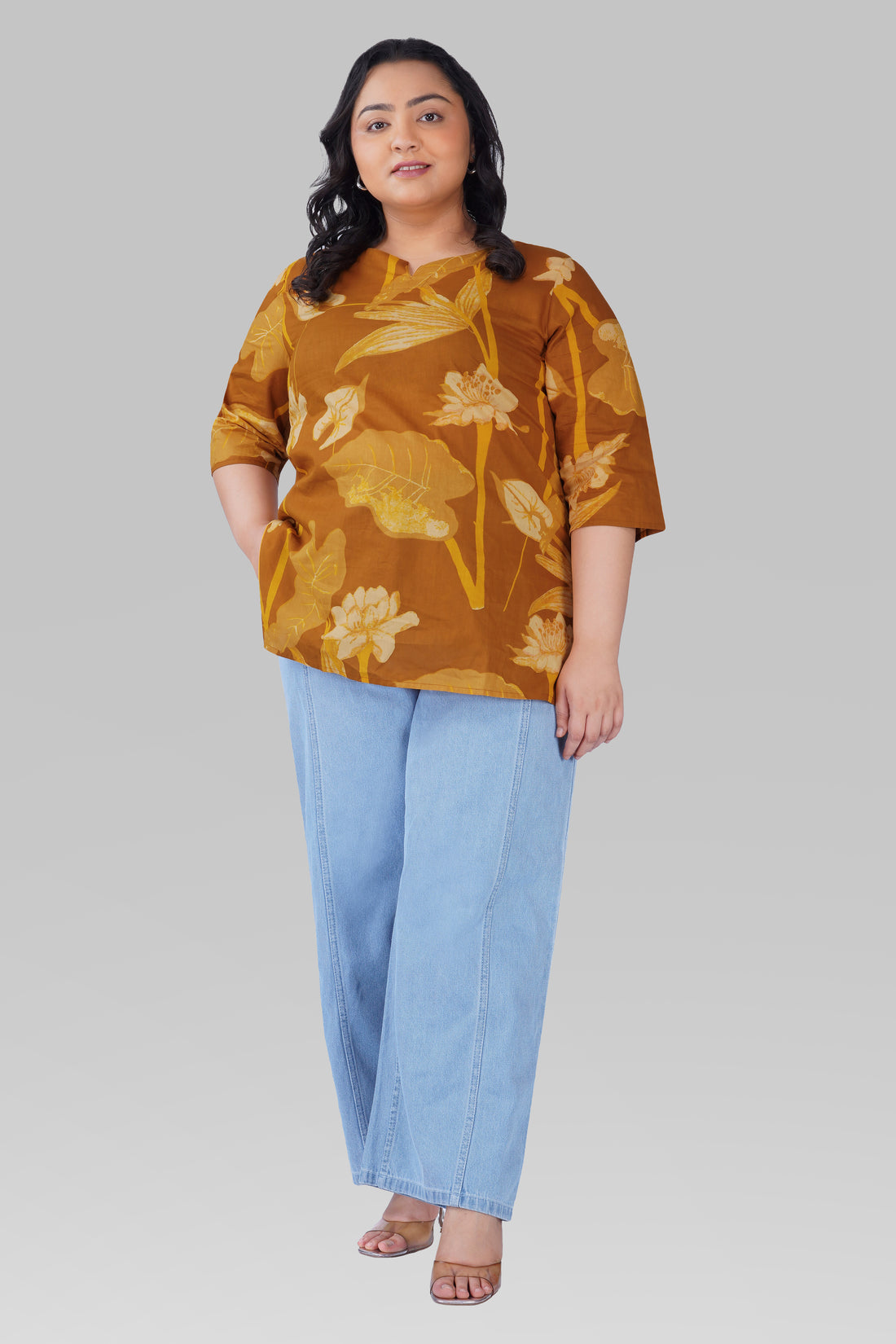 Bronze Plus Size Cotton Printed Kurti