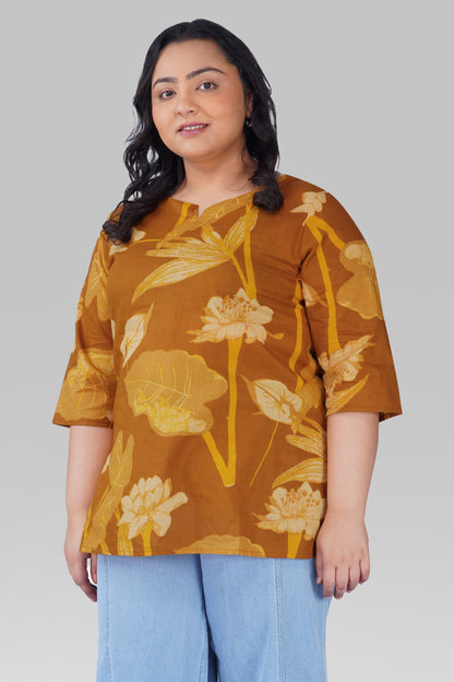 Bronze Plus Size Cotton Printed Kurti