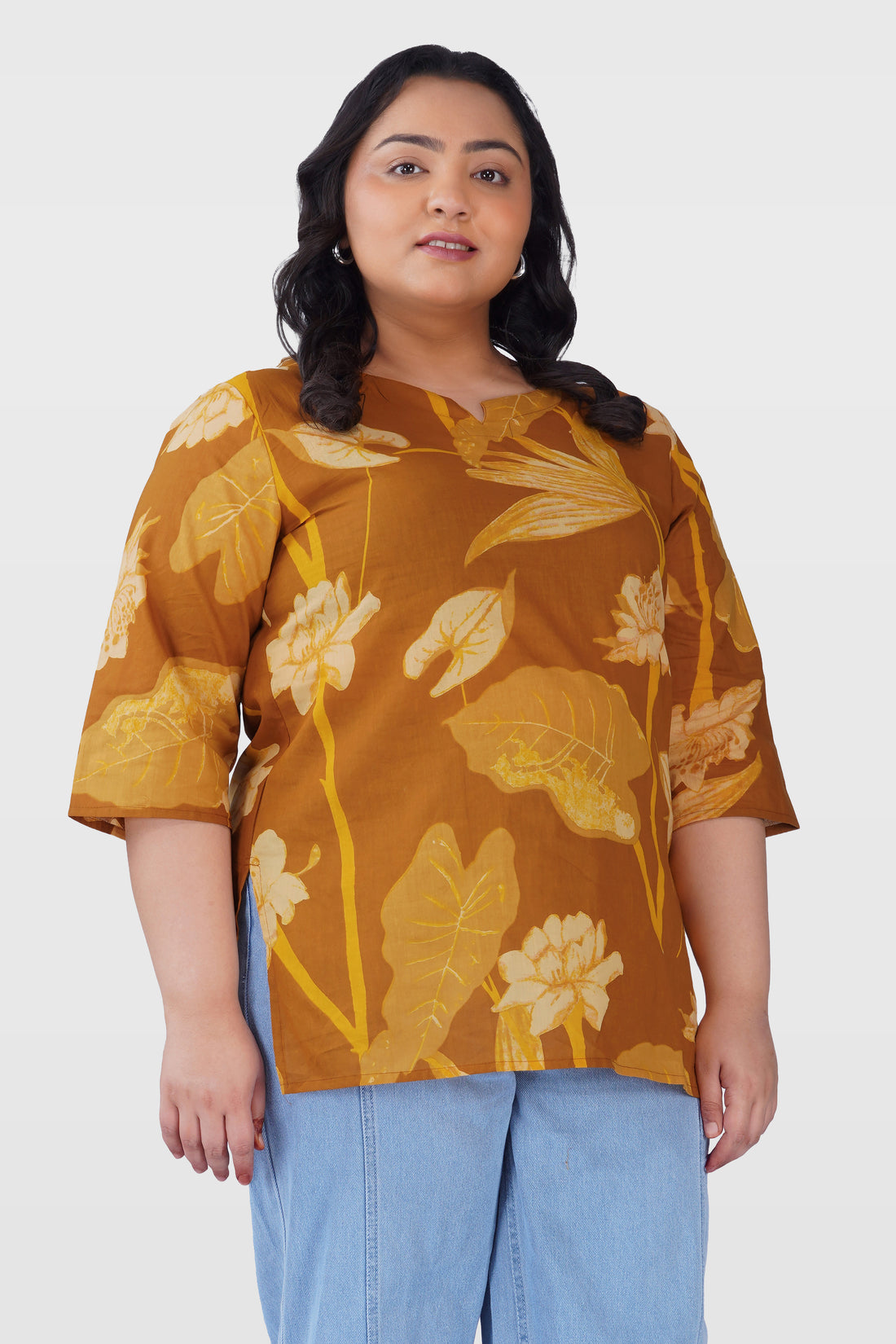 Bronze Plus Size Cotton Printed Kurti