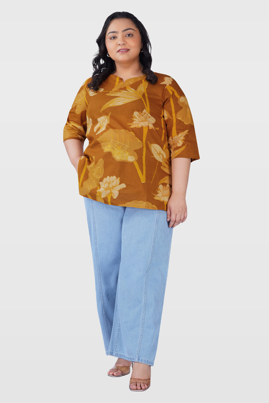 Bronze Plus Size Cotton Printed Kurti