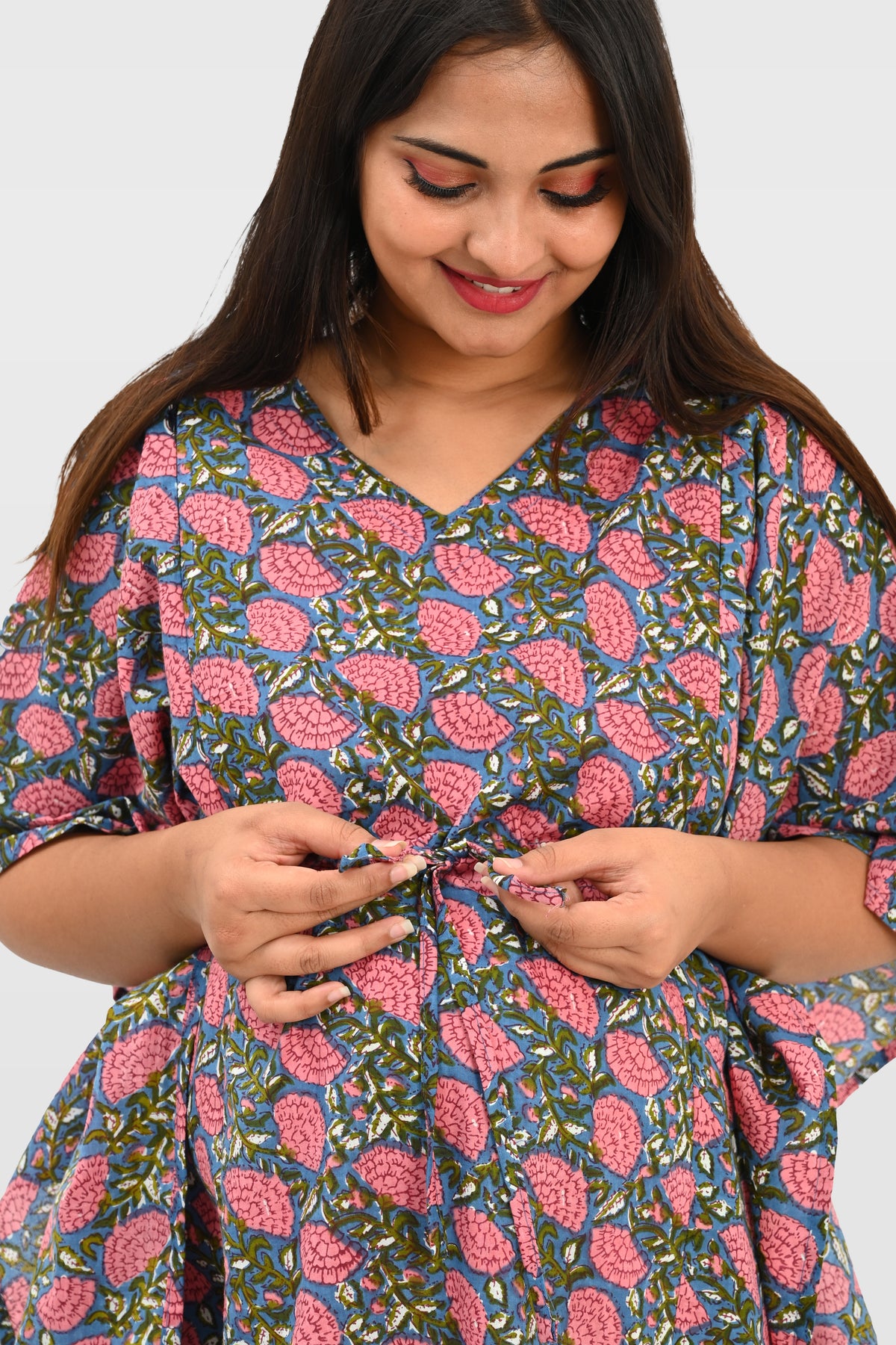 Floral Maternity and Feeding Kaftan Set in Pink