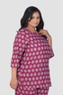 Burgundy Plus Size Cotton Printed Pyjama Set