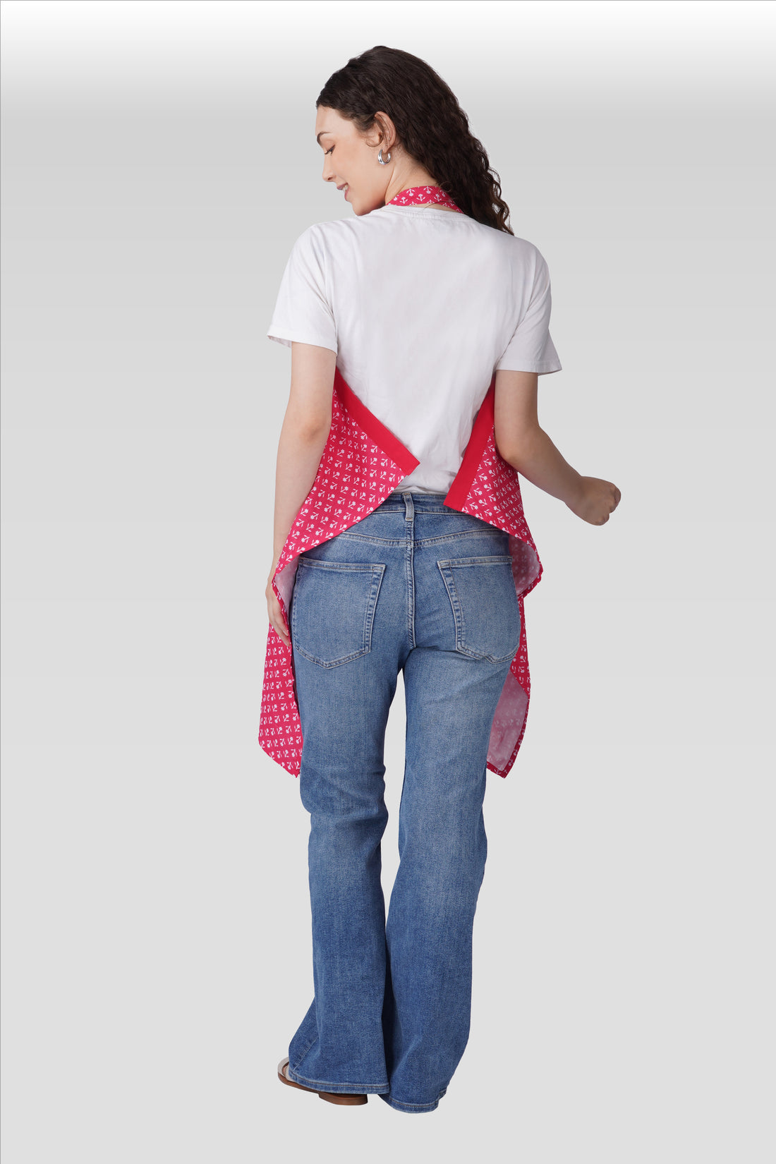 Cerise Pink Cotton Printed Feeding Apron