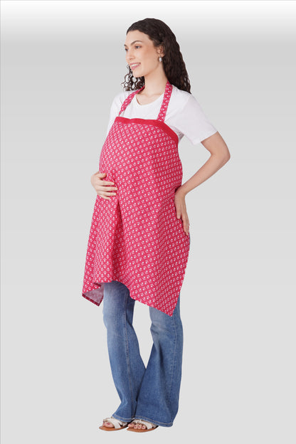 Cerise Pink Cotton Printed Feeding Apron