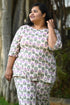 Cream Plus Size Cotton Printed Pyjama Set