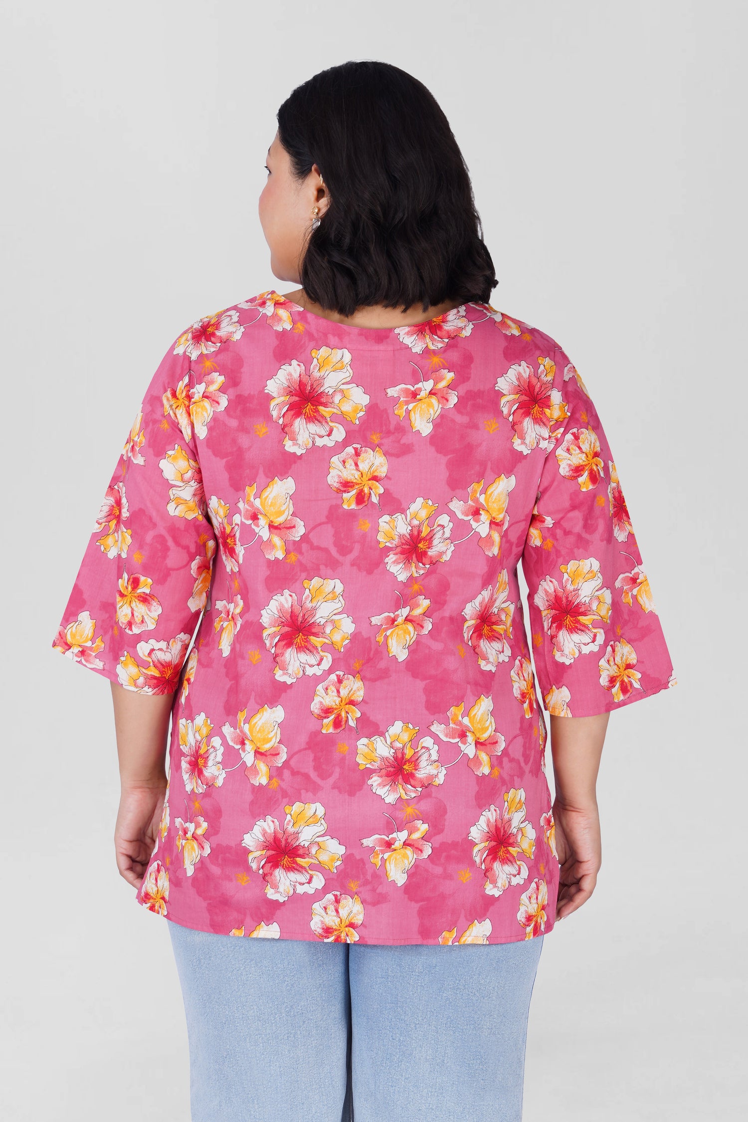 Creamy Berry Plus Size Cotton Printed Kurti