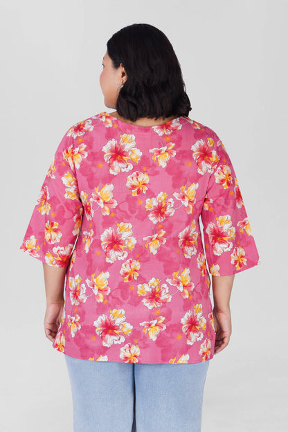 Creamy Berry Plus Size Cotton Printed Kurti