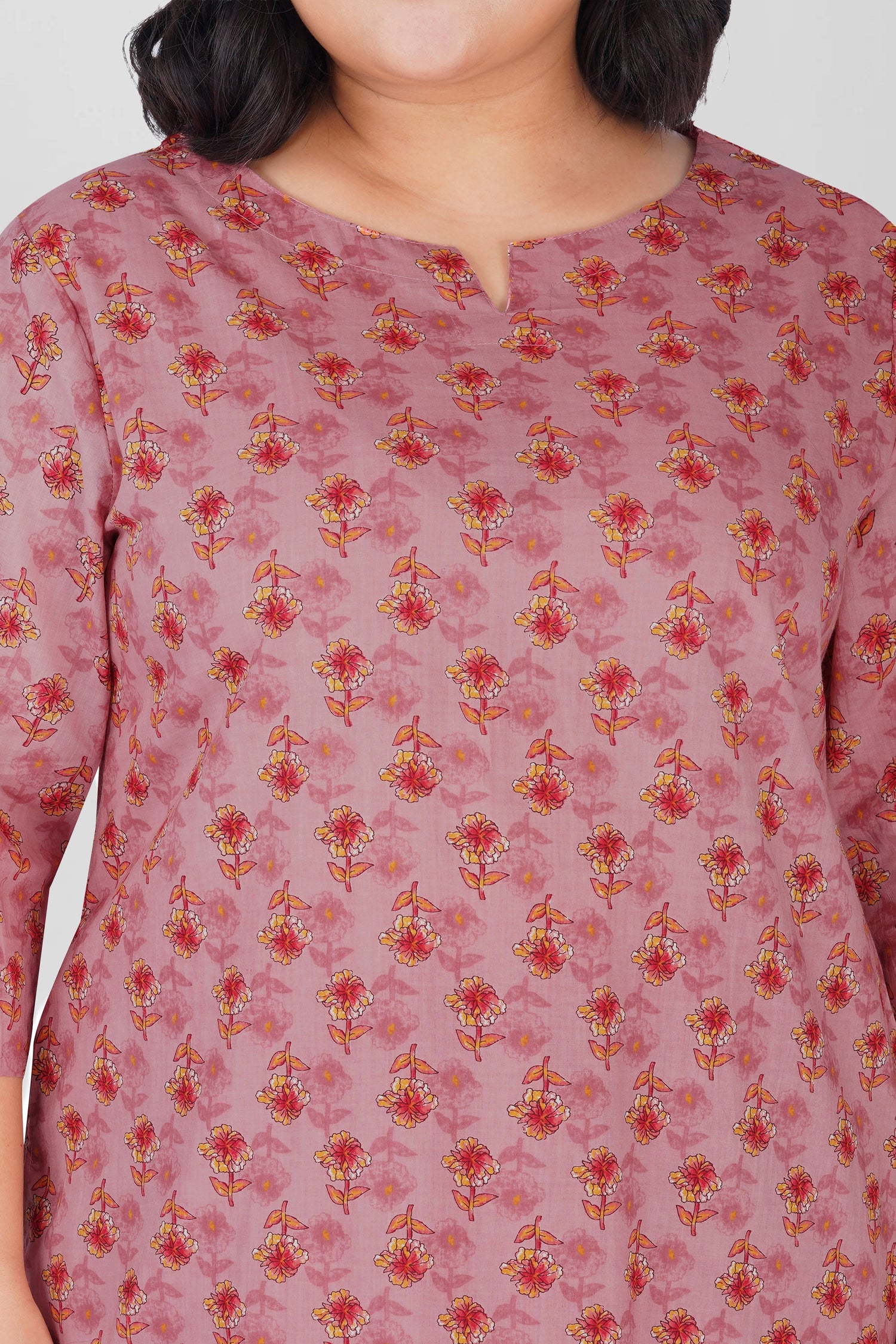 Creamy Berry Plus Size Cotton Printed Pyjama Set