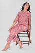 Creamy Berry V Neck Cotton Printed Pyjama Set