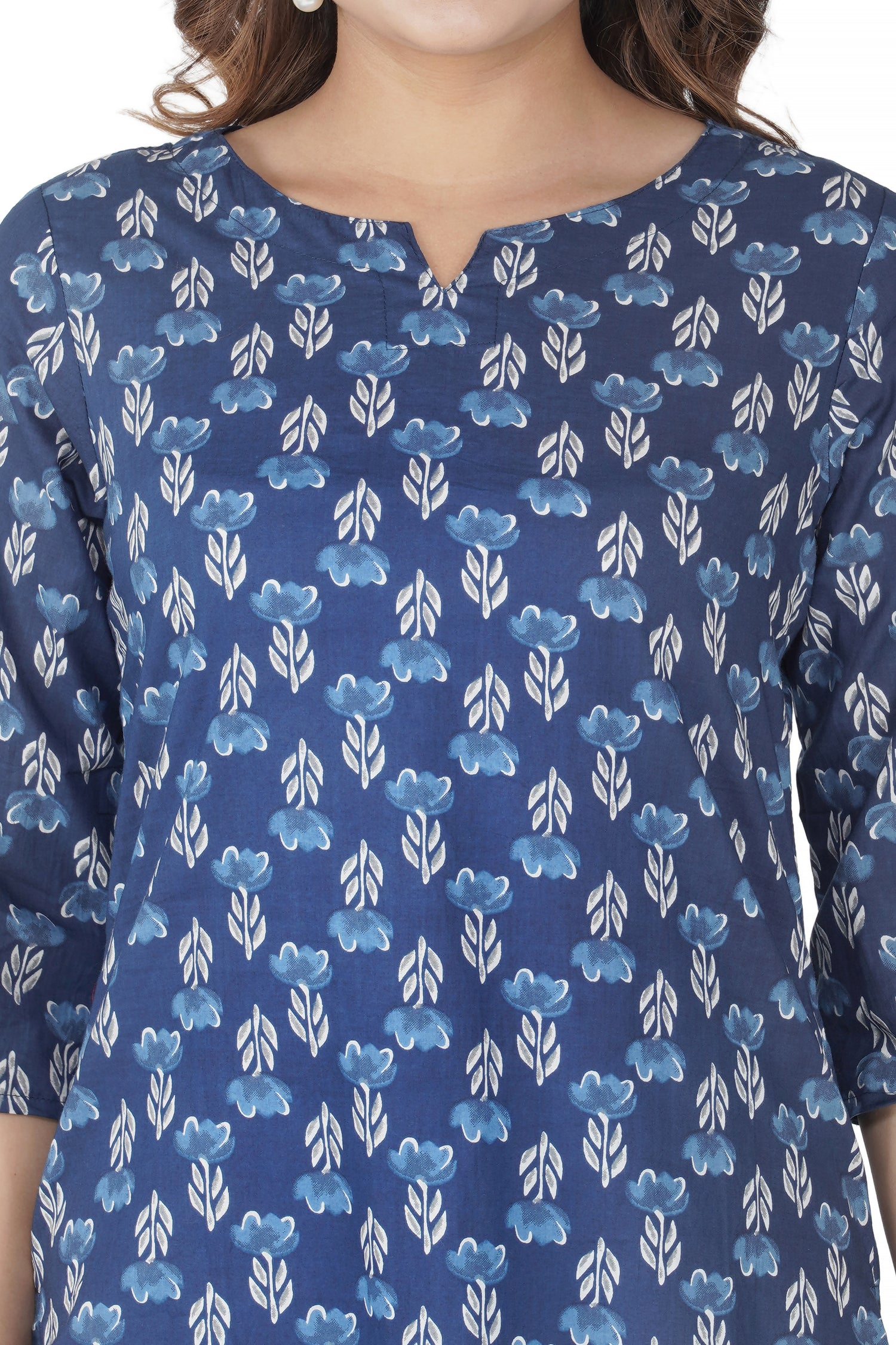 Dark Midnight Blue Cotton Printed Pyjama Set